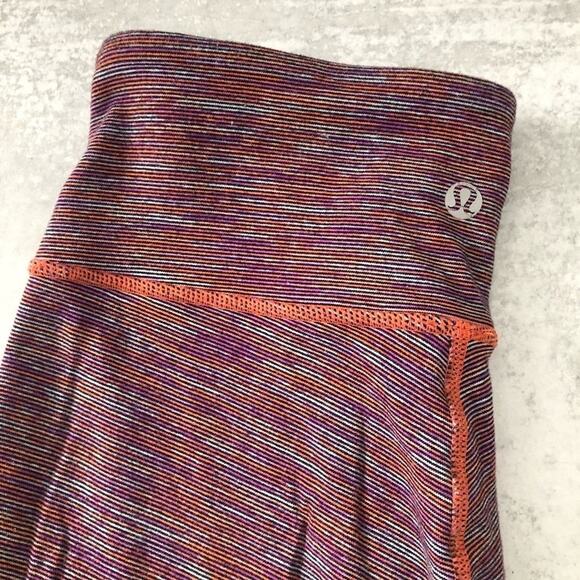Lululemon Purple Orange Blue Stripe Leggings - Picture 2 of 5